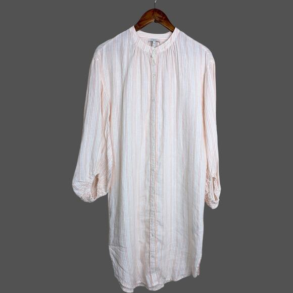 NWOT Joie Beatrissa Linen Midi Shirt Dress Striped Medium Button Front - Picture 1 of 11